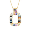 "Color Crush" Simulated Gem Baguette Open Pendant w/ Chain