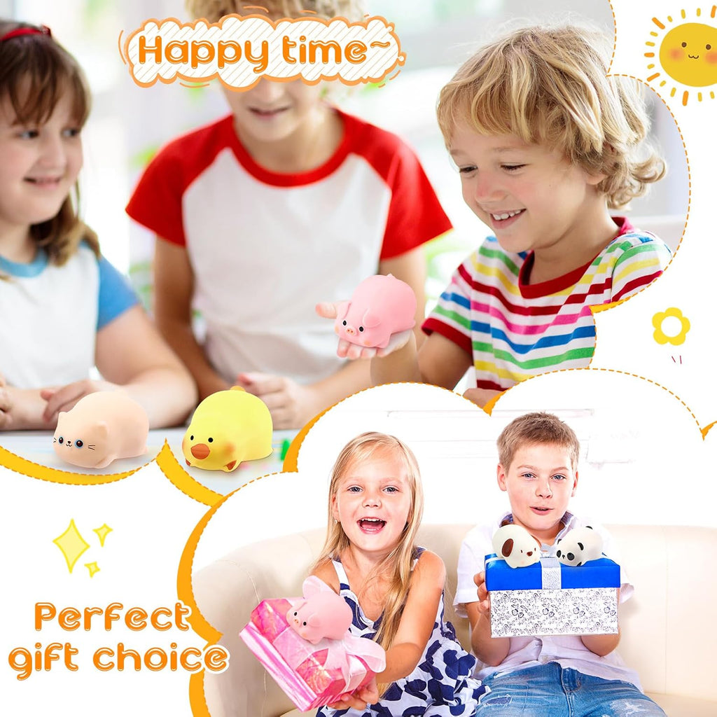 （IUSL）HyDren 5 Pcs Farm Animal Stress Balls Squeeze Ball Stress Relief Toy Bunny Dog Pig Duck Donkey Panda Cat Stress Balls Sensory Toys for Anxiety Relief Improve Focus Party Favors (Cute Style)