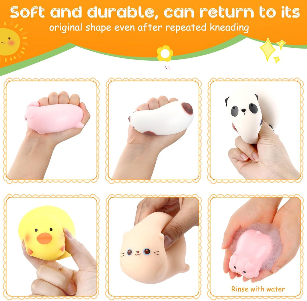 （IUSL）HyDren 5 Pcs Farm Animal Stress Balls Squeeze Ball Stress Relief Toy Bunny Dog Pig Duck Donkey Panda Cat Stress Balls Sensory Toys for Anxiety Relief Improve Focus Party Favors (Cute Style)