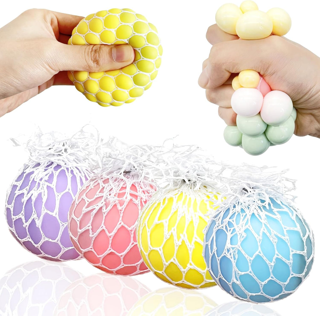 （IUSL）Pineapple Stress Balls for Kids and Adults Squishy Glitter Fruit Fidget Toys, (4pack) Sensory Stress Relief Toy Stretch Squeeze Ball, Stress Anxiety Relief Fidget Squishy Ball for ADHD Autism
