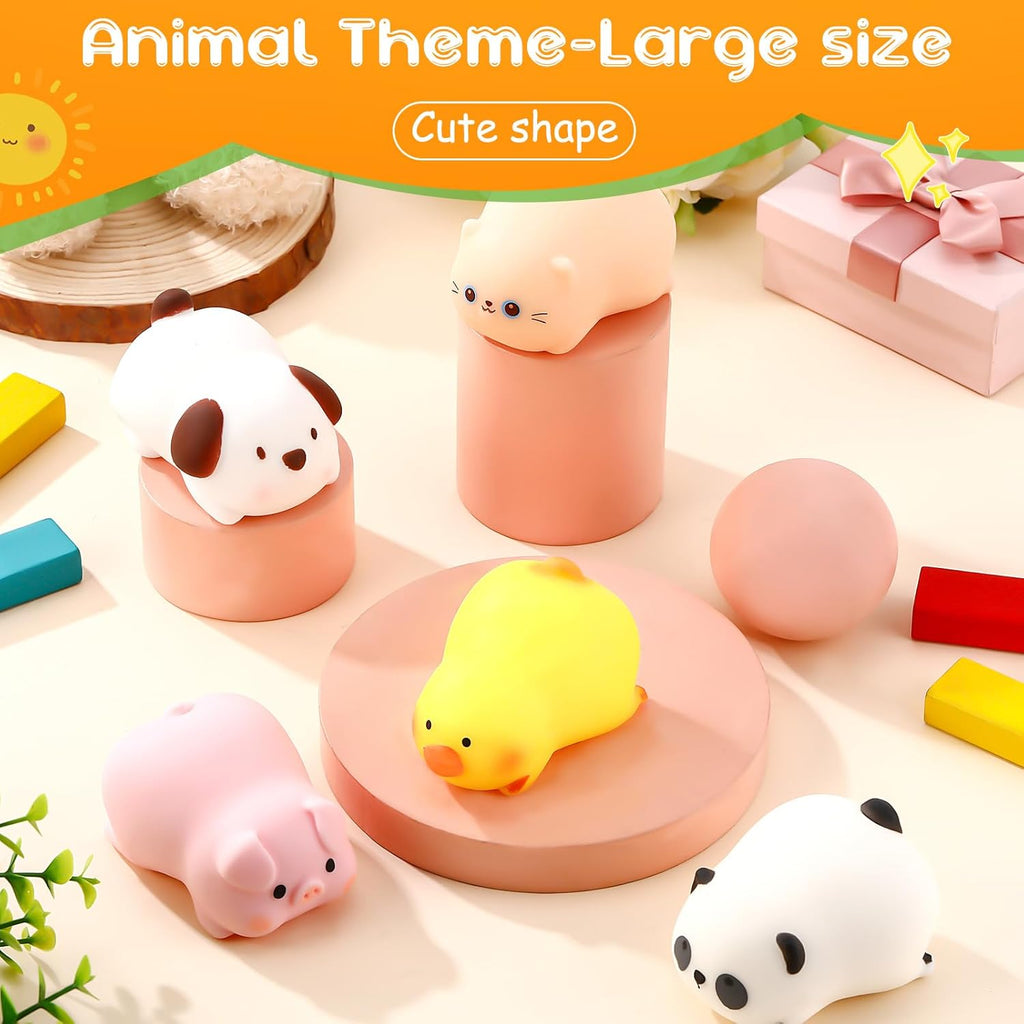 （IUSL）HyDren 5 Pcs Farm Animal Stress Balls Squeeze Ball Stress Relief Toy Bunny Dog Pig Duck Donkey Panda Cat Stress Balls Sensory Toys for Anxiety Relief Improve Focus Party Favors (Cute Style)