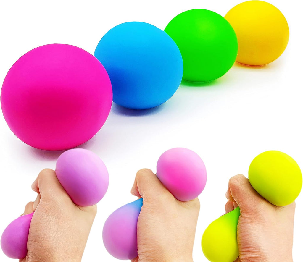 （IUSL）Pineapple Stress Balls for Kids and Adults Squishy Glitter Fruit Fidget Toys, (4pack) Sensory Stress Relief Toy Stretch Squeeze Ball, Stress Anxiety Relief Fidget Squishy Ball for ADHD Autism