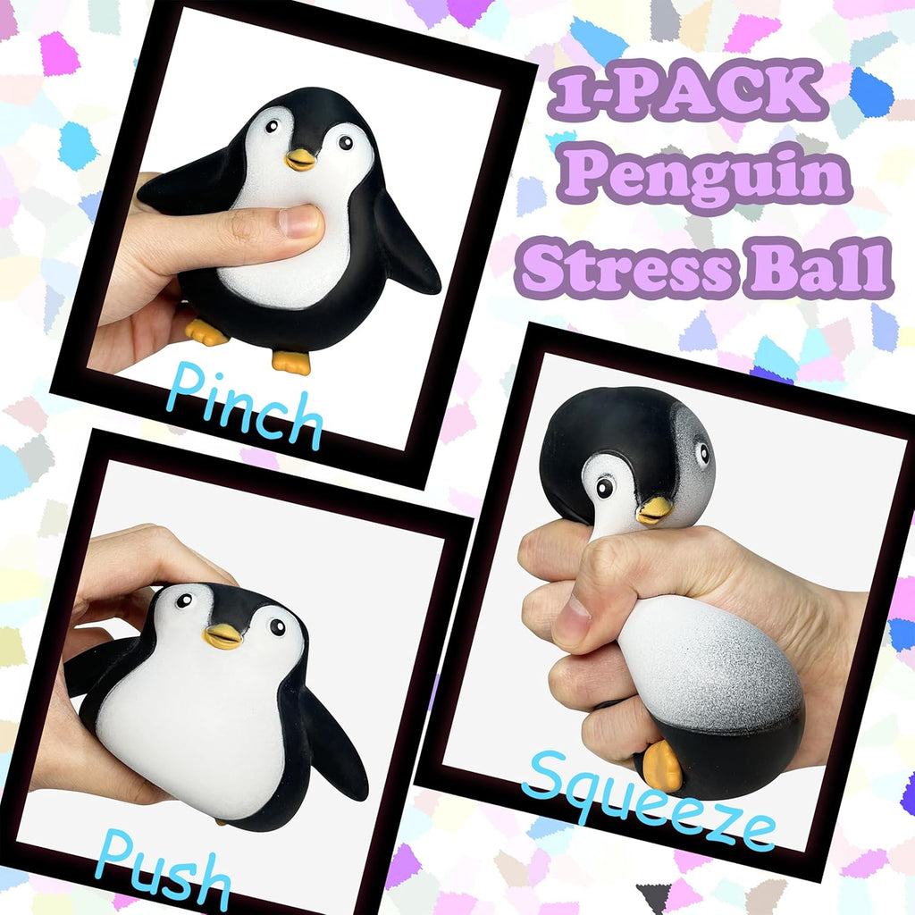 （IUSL）ZTATU Penguin Squishy Fidget Toys Stress Balls for Kids (1PCS) Squishy Dough Ball Sensory Fidget Toys, Sensory Squeeze Ball Party Favors for Kids Stress Relief Gifts Easter Basket Stuffers