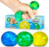 （IUSL）YoYa Toys Gleameez Glitter Stress Ball Fidget Toy Pack | Colorful Squish Balls Filled with Sparkling Foil Glitters | Excellent for Stress Relief, Focus, Relaxation & Gift Giving | 3 Pack